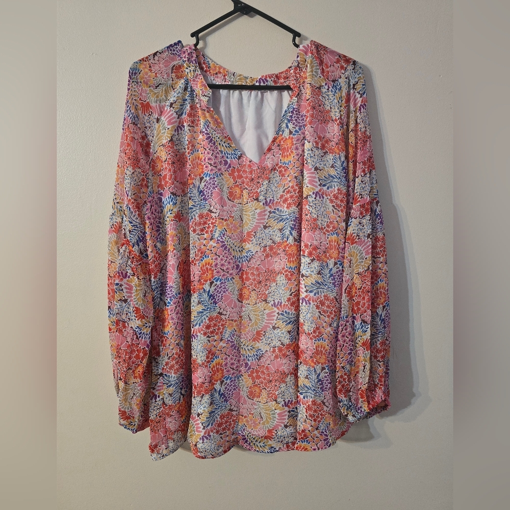 Floral V-Neck Women's Top